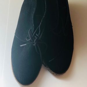 Franco Sarto Black Suede Lace Up Wedge Booties - 8